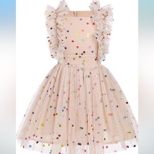 Girls Colorful Polka Dot Tulle Party Dress